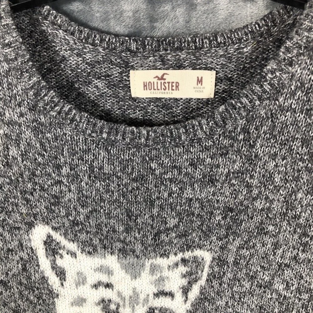 Hollister Woman’s Sweater Baby Leopard Grey Long Sleeve Pullover Size Medium - Picture 6 of 11